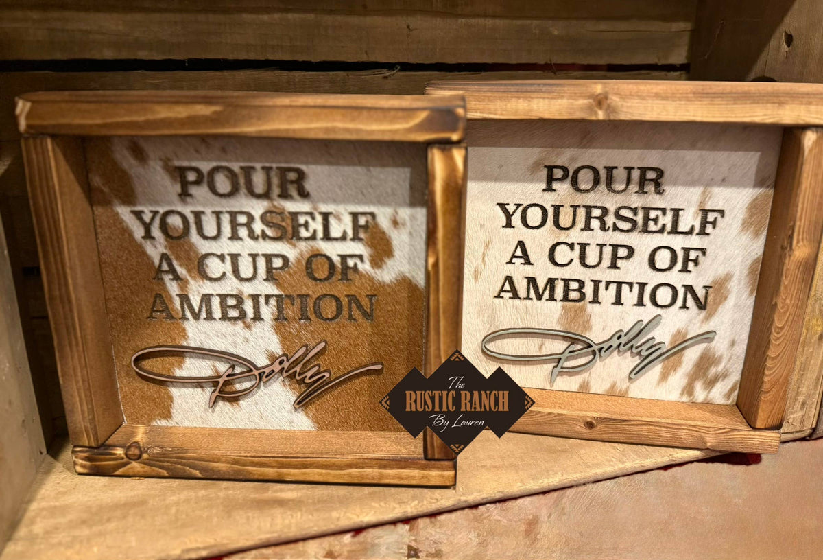 Dolly Parton Framed Cowhide Sign