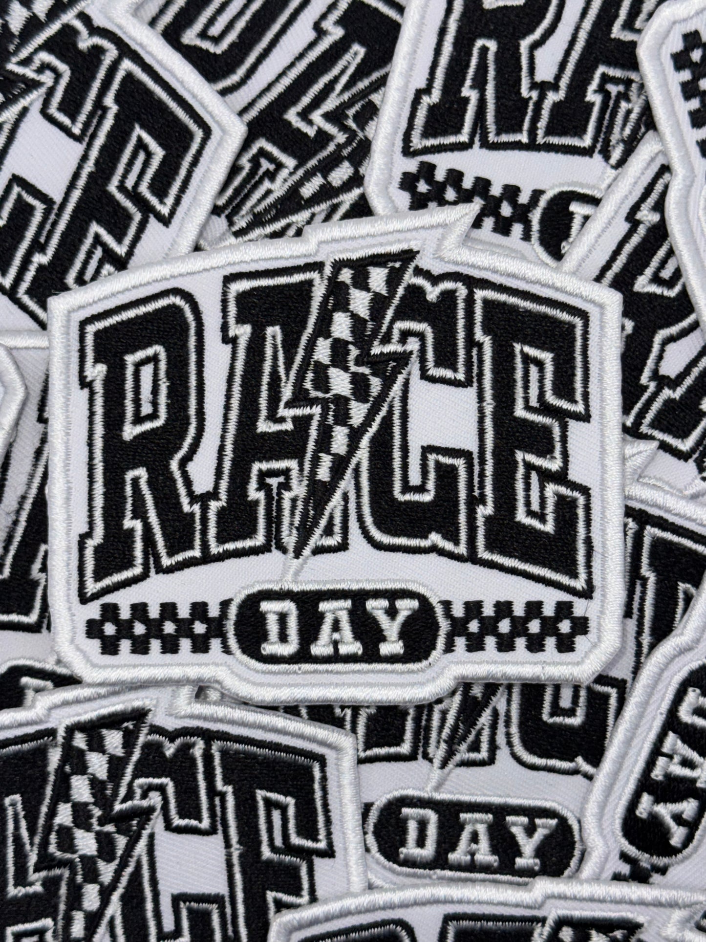 Race day embroidery patch