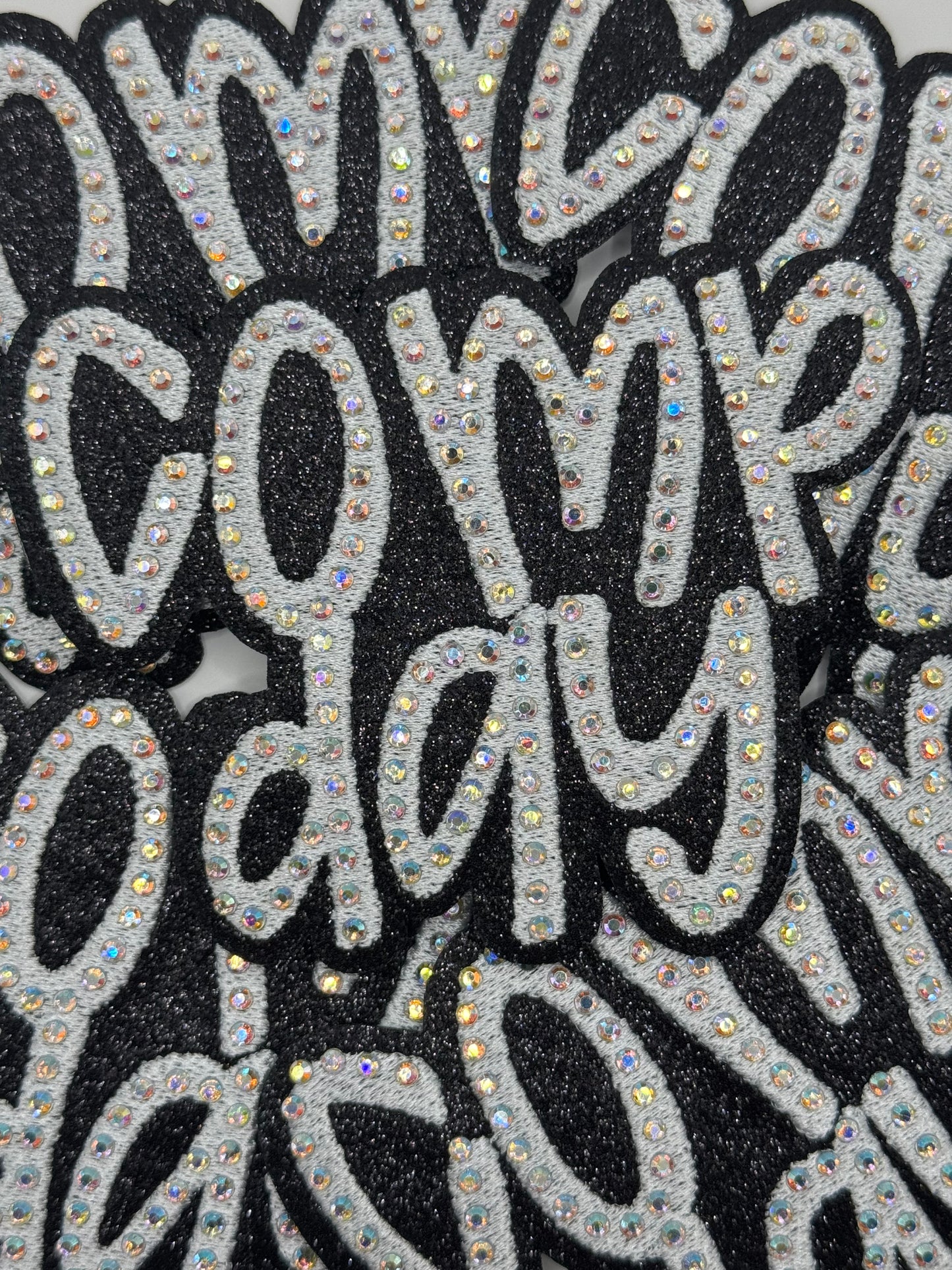 Comp day rhinestone embroidery patch