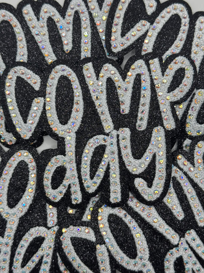 Comp day rhinestone embroidery patch