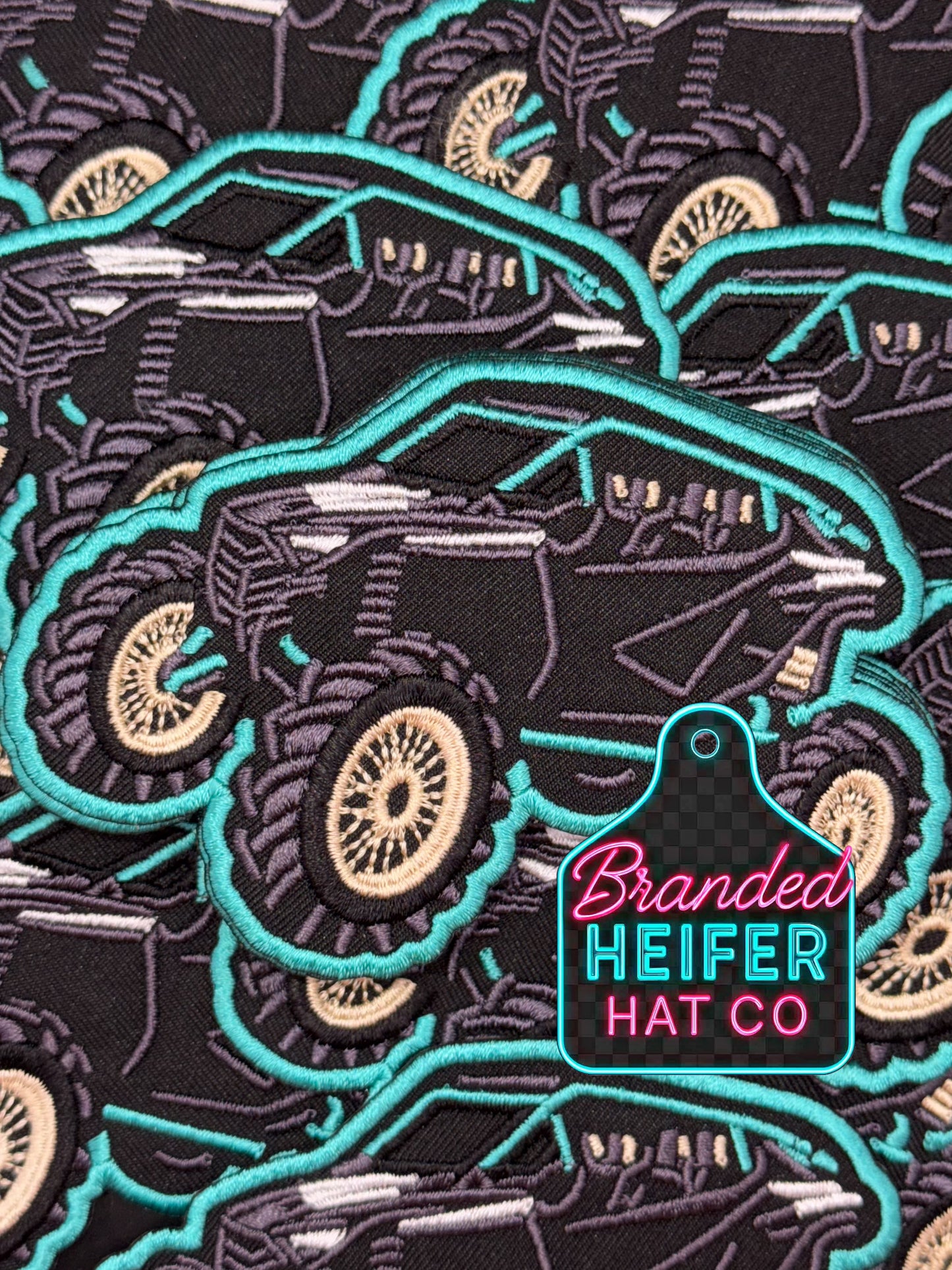 New blk and teal buggy  embroidery patch
