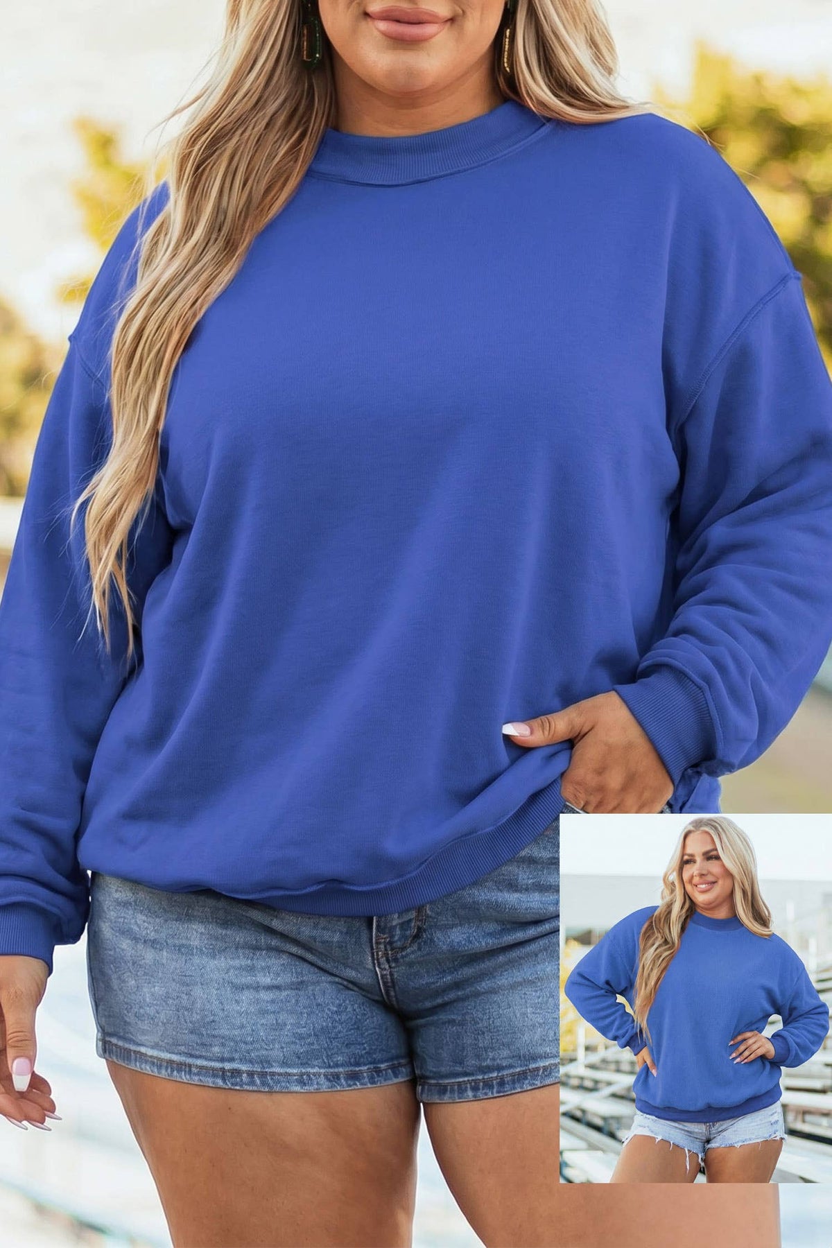 Game Day Oversize Reversible Mock Neck Sweatshirt | S-4X