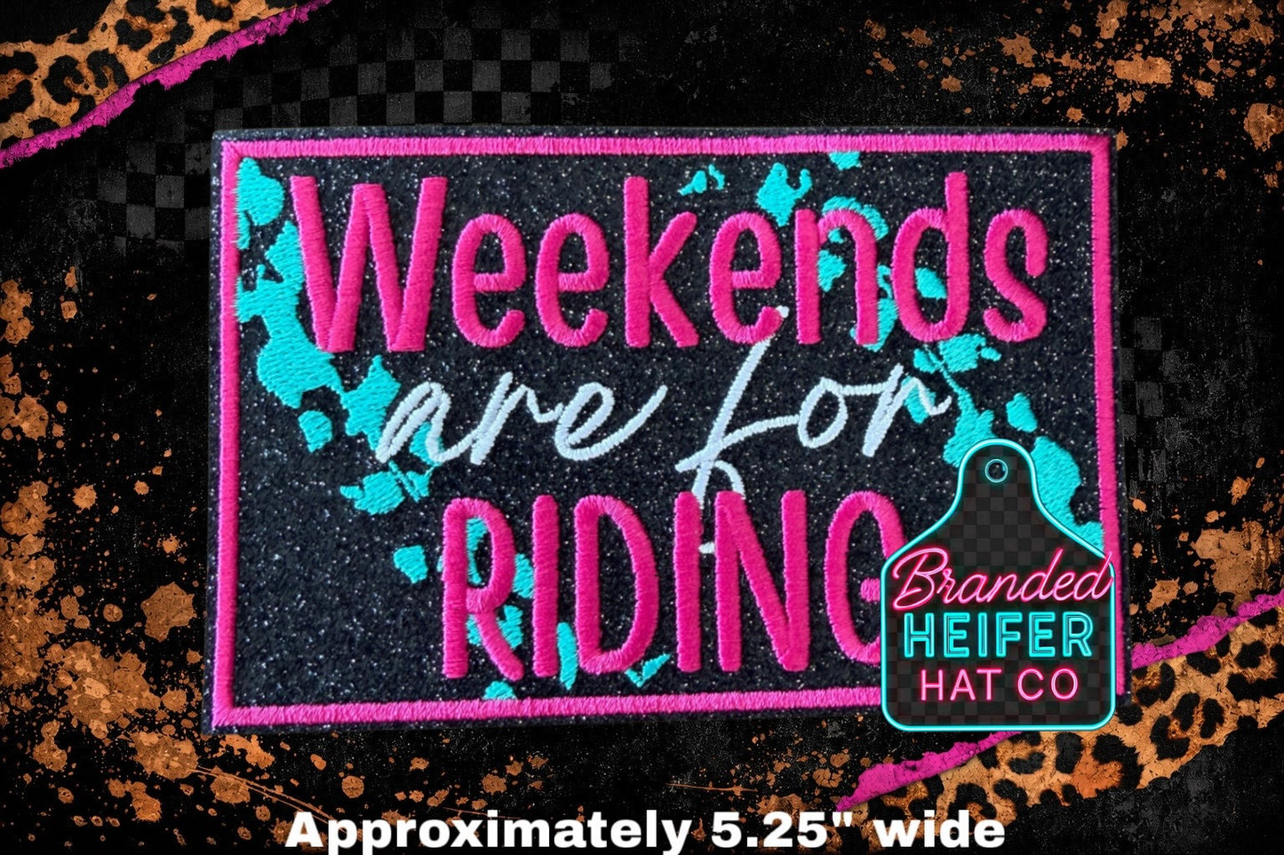 Weekends are for riding glitter embroidery patch