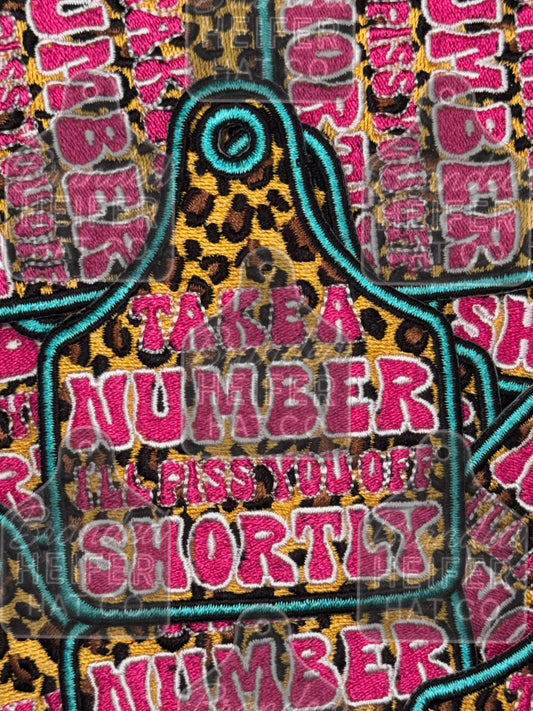 Take a number embroidery patch