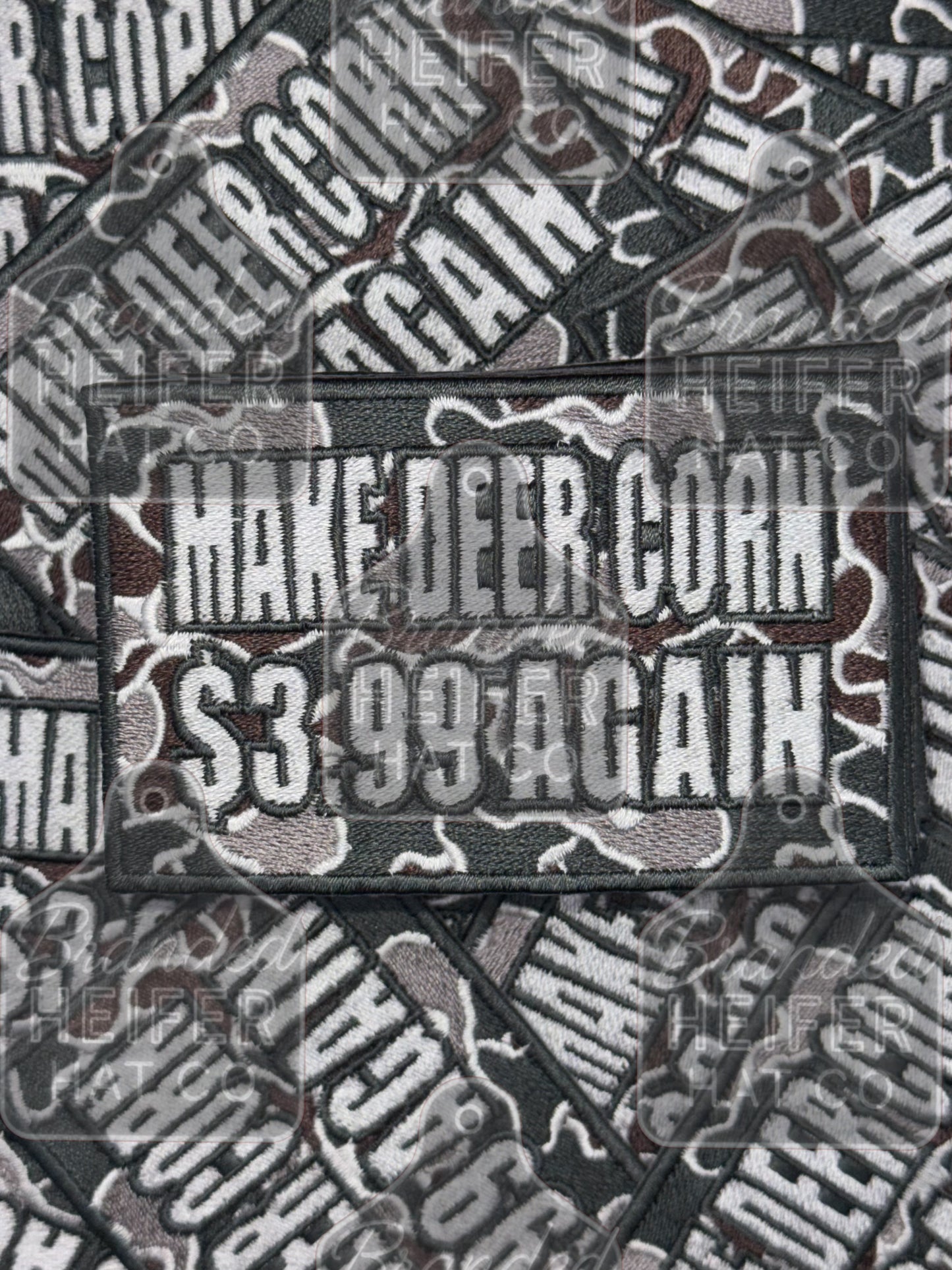 Camo make deer corn $3.99 embroidery patch