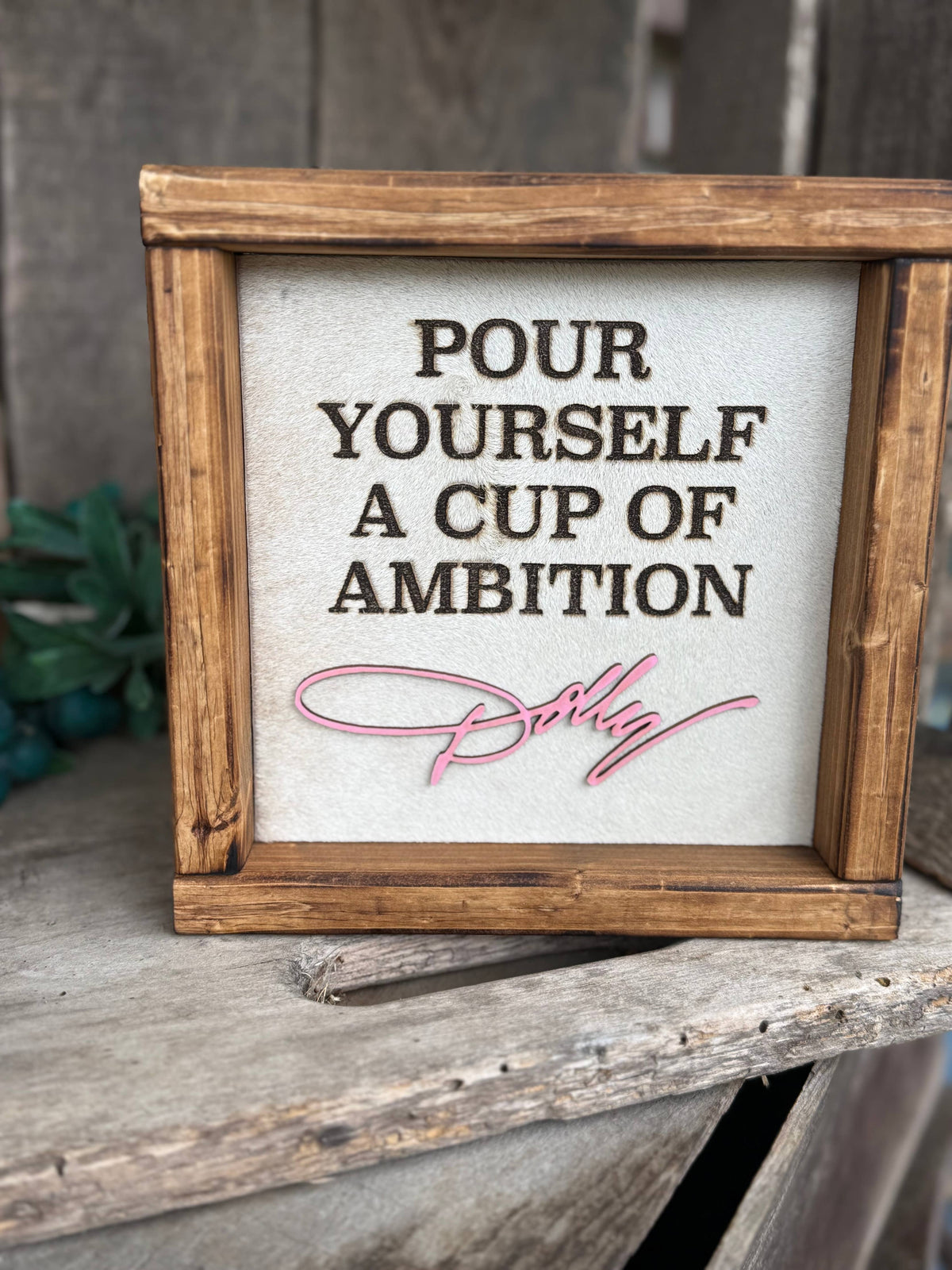 Dolly Parton Framed Cowhide Sign