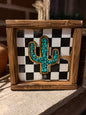 Small Checkered Pattern Stone Inlay Framed Sign