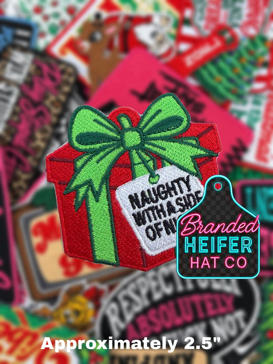 NAUGHY WITH SIDE  | EMBROIDERED HAT PATCH