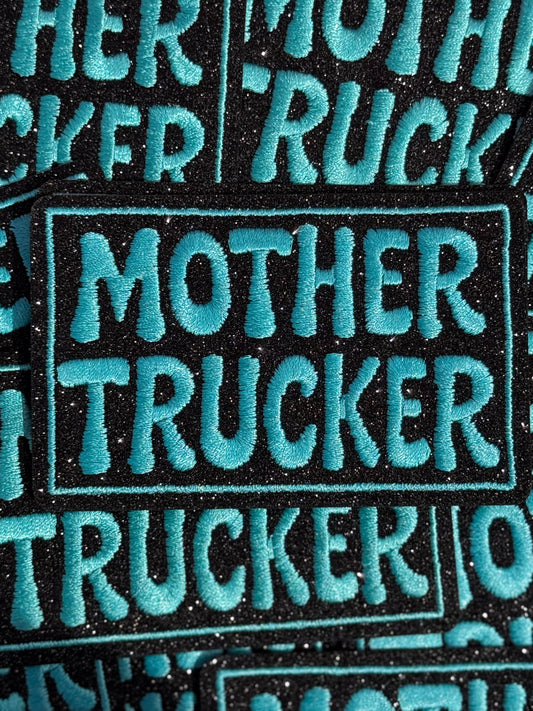 Mother Trucker glitter embroidery patch