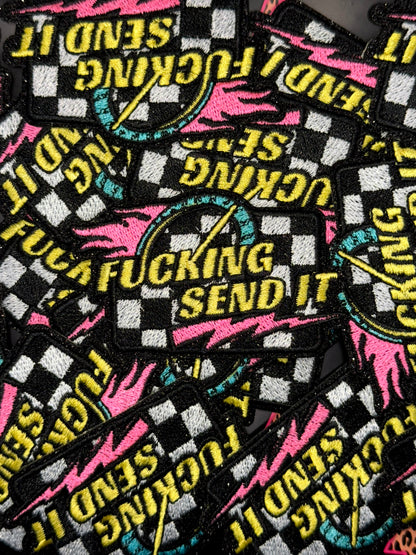 Fuckin Send it glitter embroidery patch