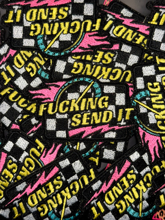 Fuckin Send it glitter embroidery patch