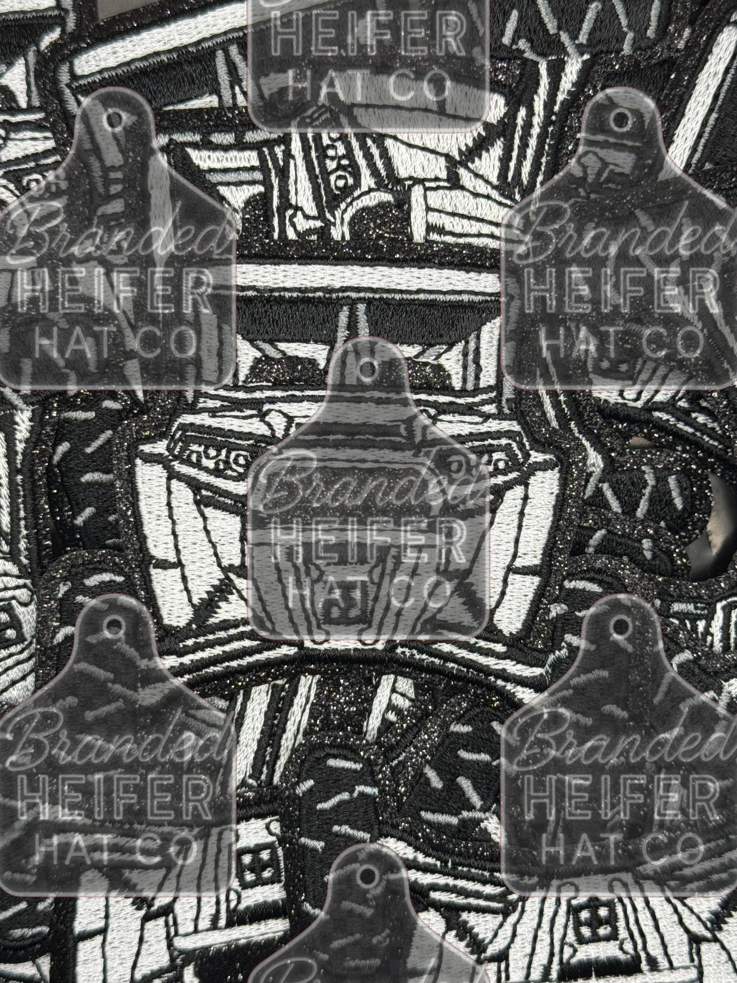 White glitter SxS embroidery patch