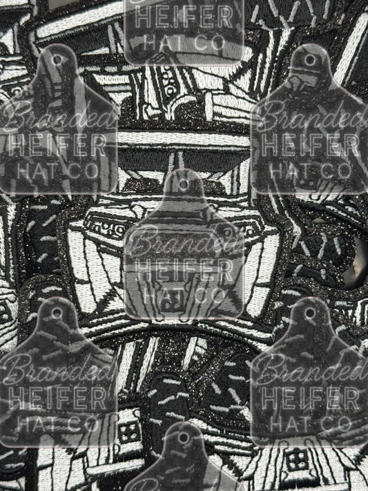 White glitter SxS embroidery patch