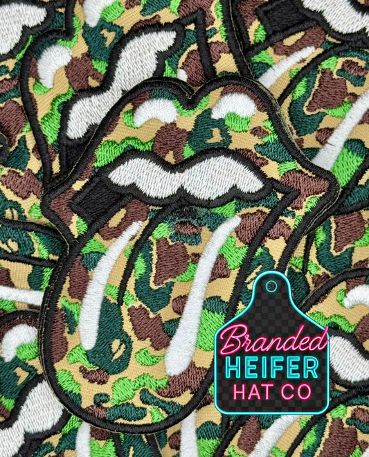 Camo Rolling Stones embroidery patch