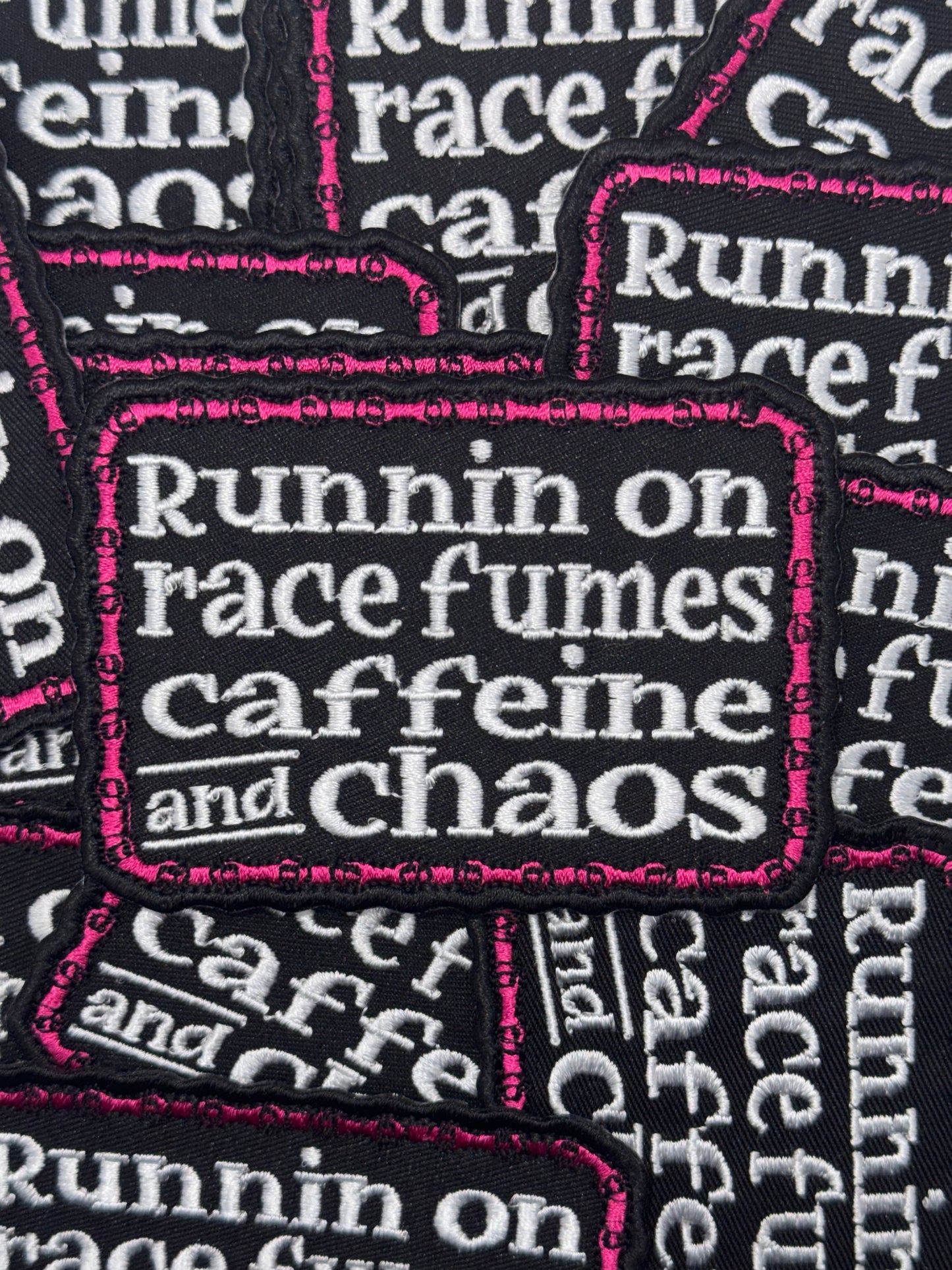 Race fumes embroidery patch