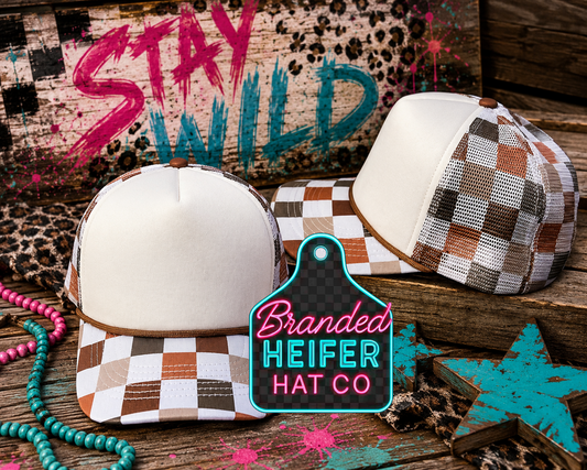 FALL CHECKER FOAM HIDE-A-PONY TRUCKER HAT
