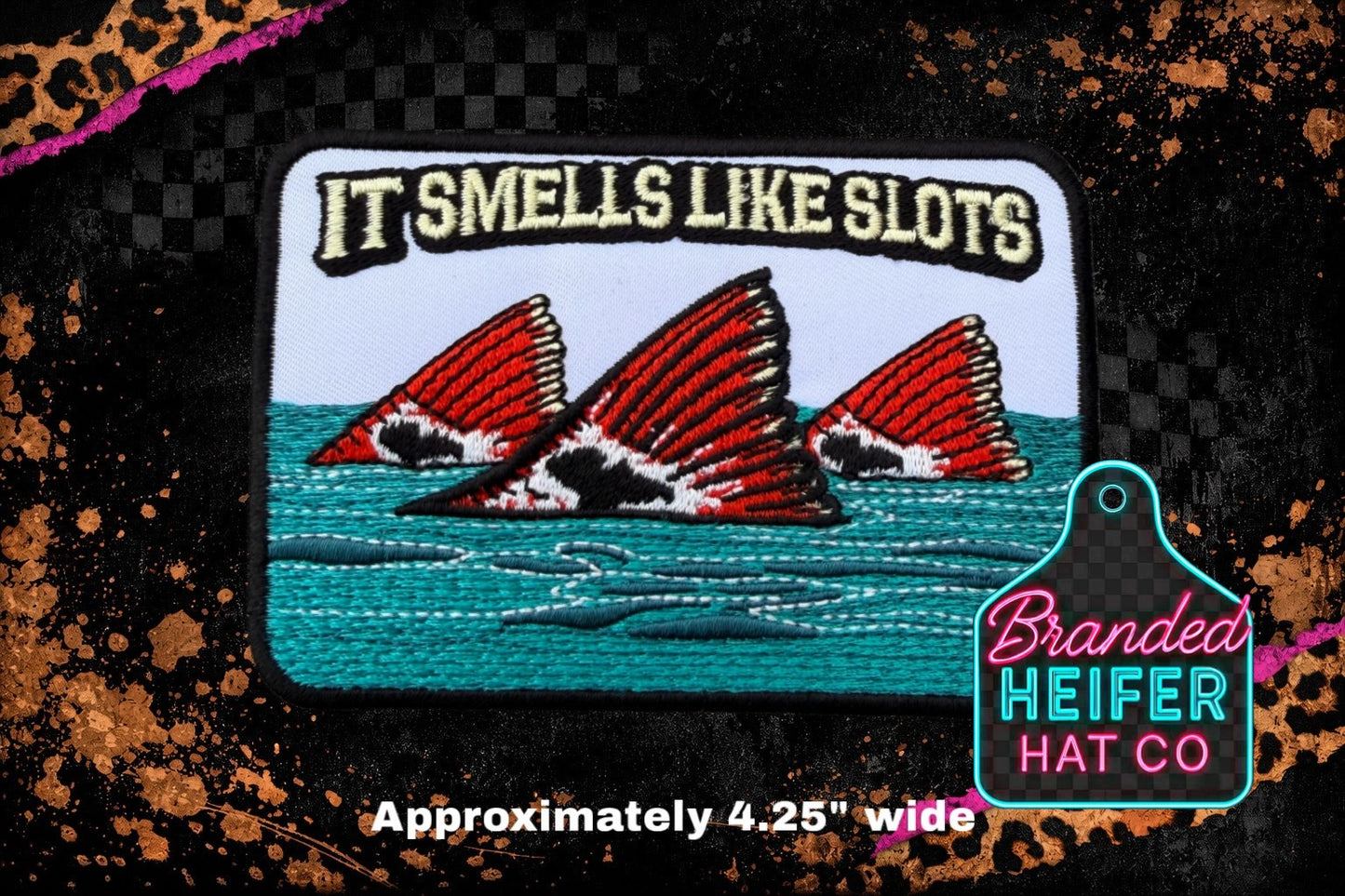 SMELLS LIKE SLOTS ORANGE EMBROIDERY PATCH