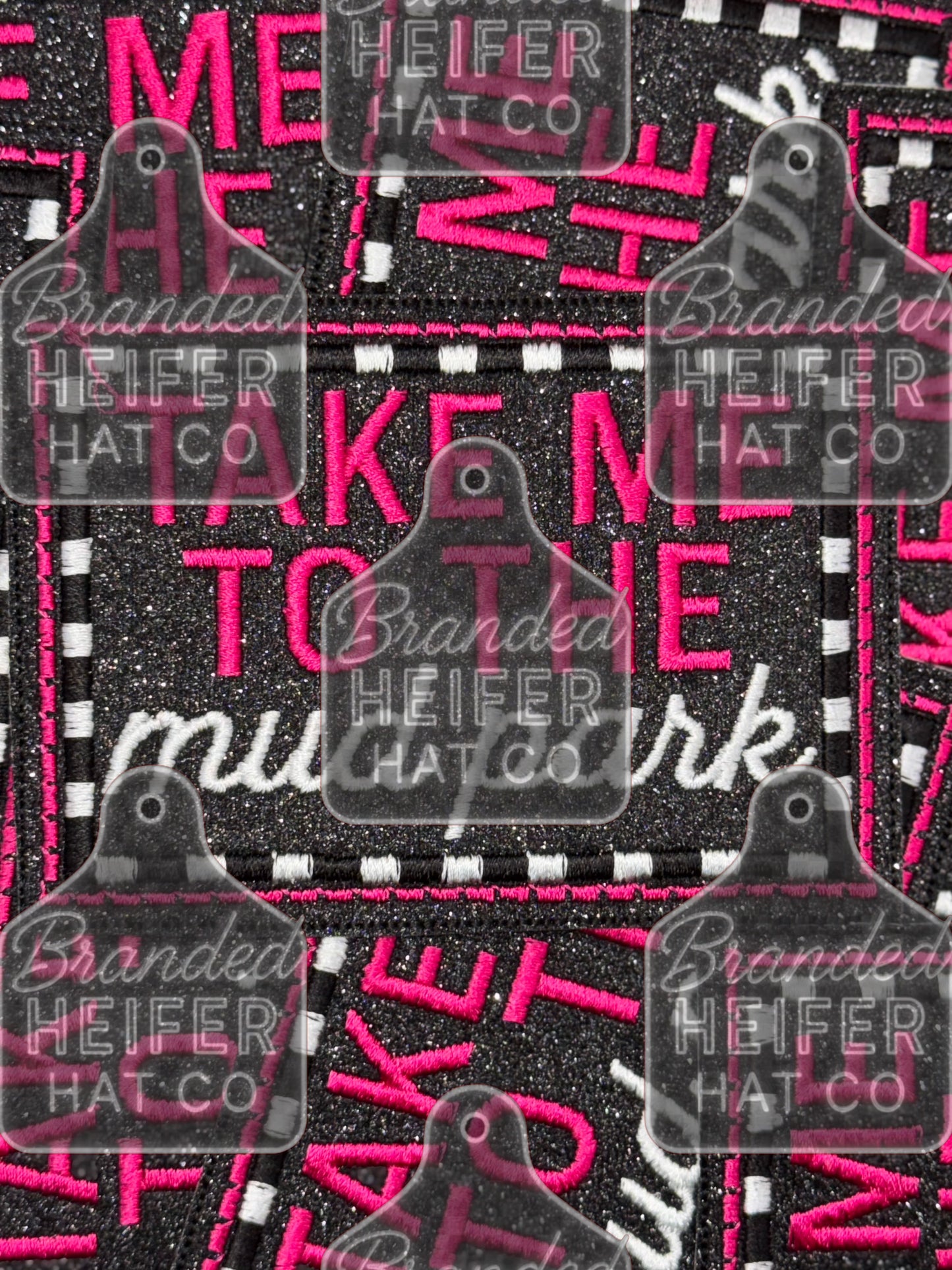 Take me to the mud park glitter embroidery patch