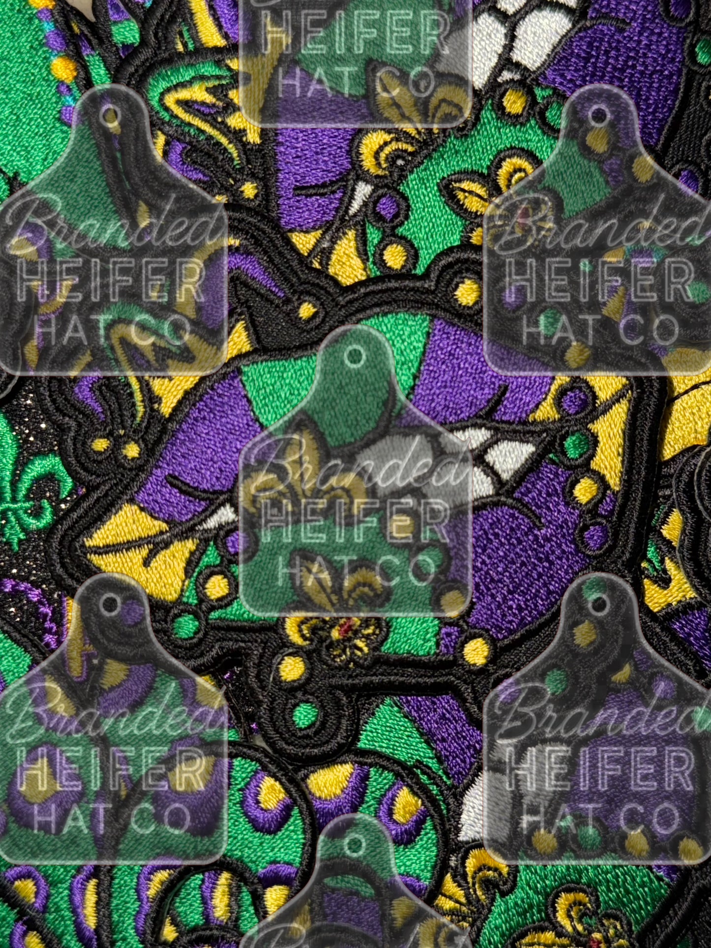 Mardi gras lips embroidery patch