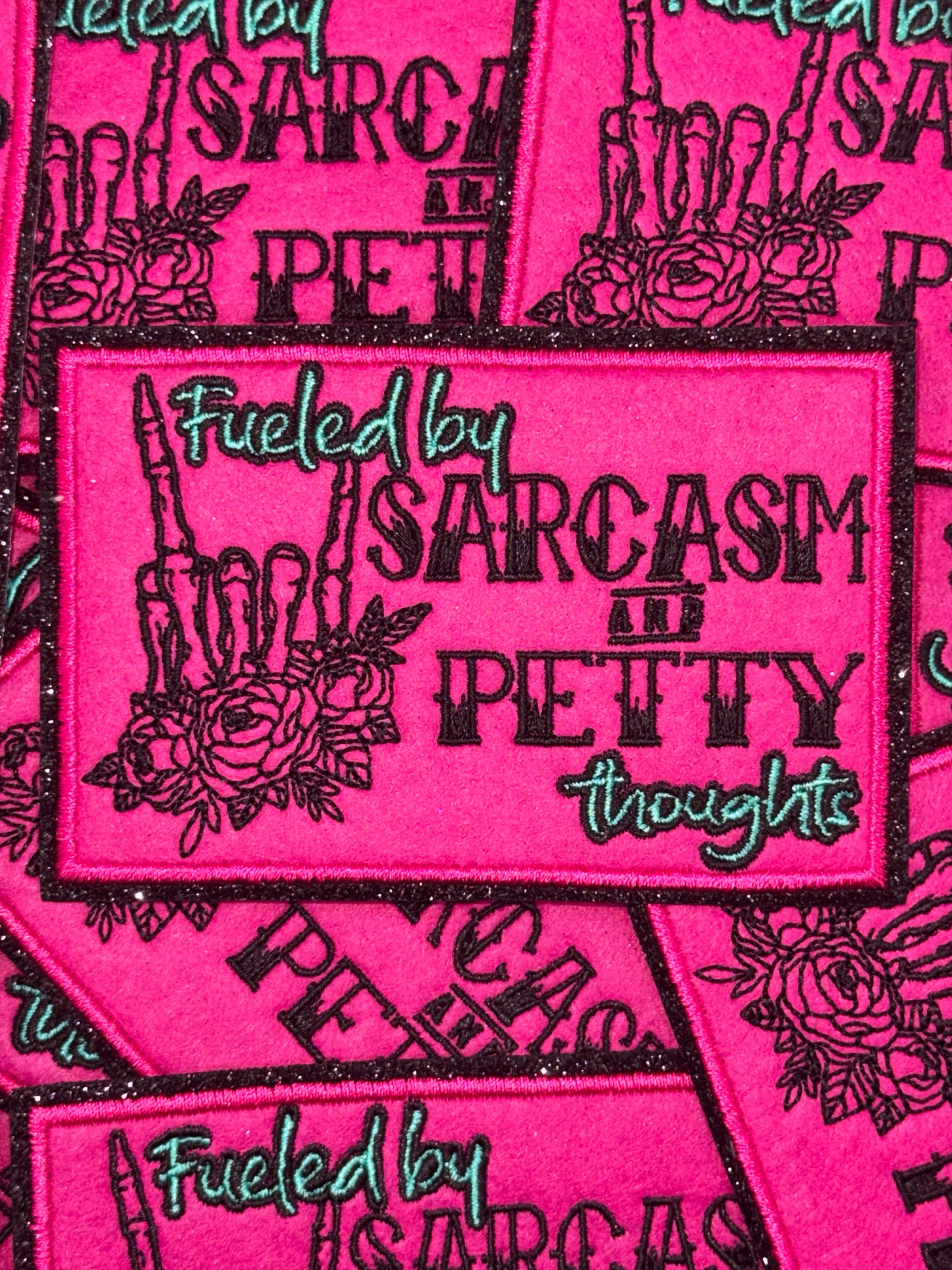 Petty thoughts glitter embroidery patch