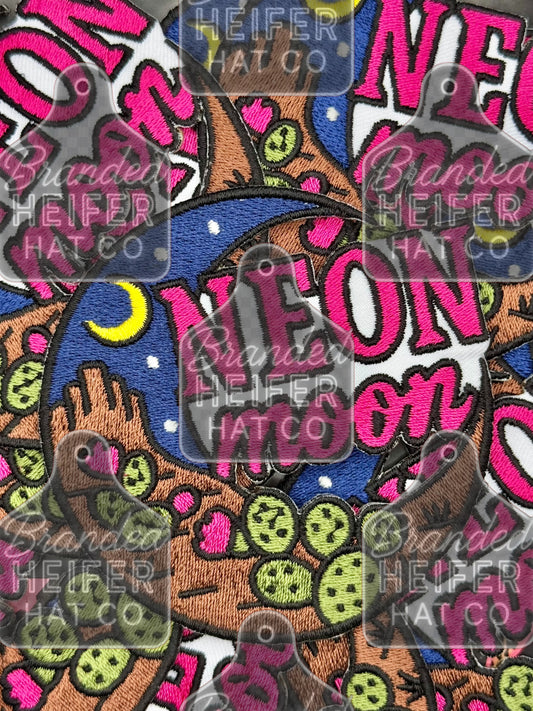 Neon moon embroidery patch
