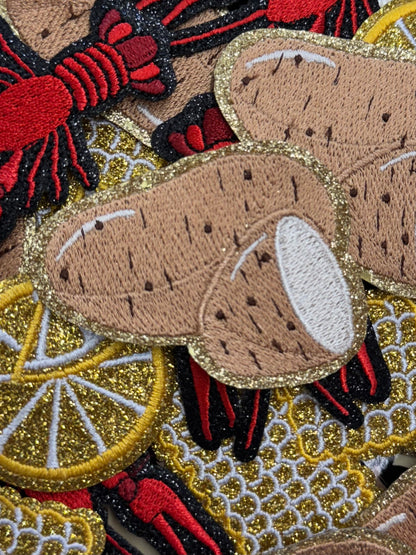 Crawfish filler glitter embroidery patches