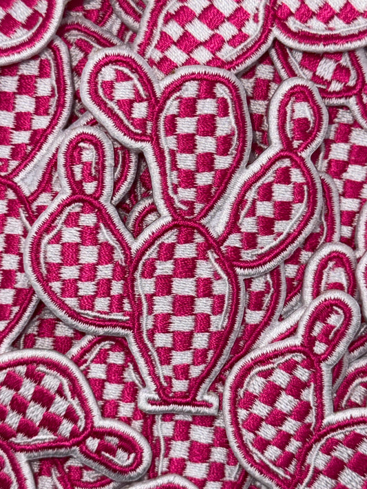 Checkered cactus (multiple colors) embroidery patch