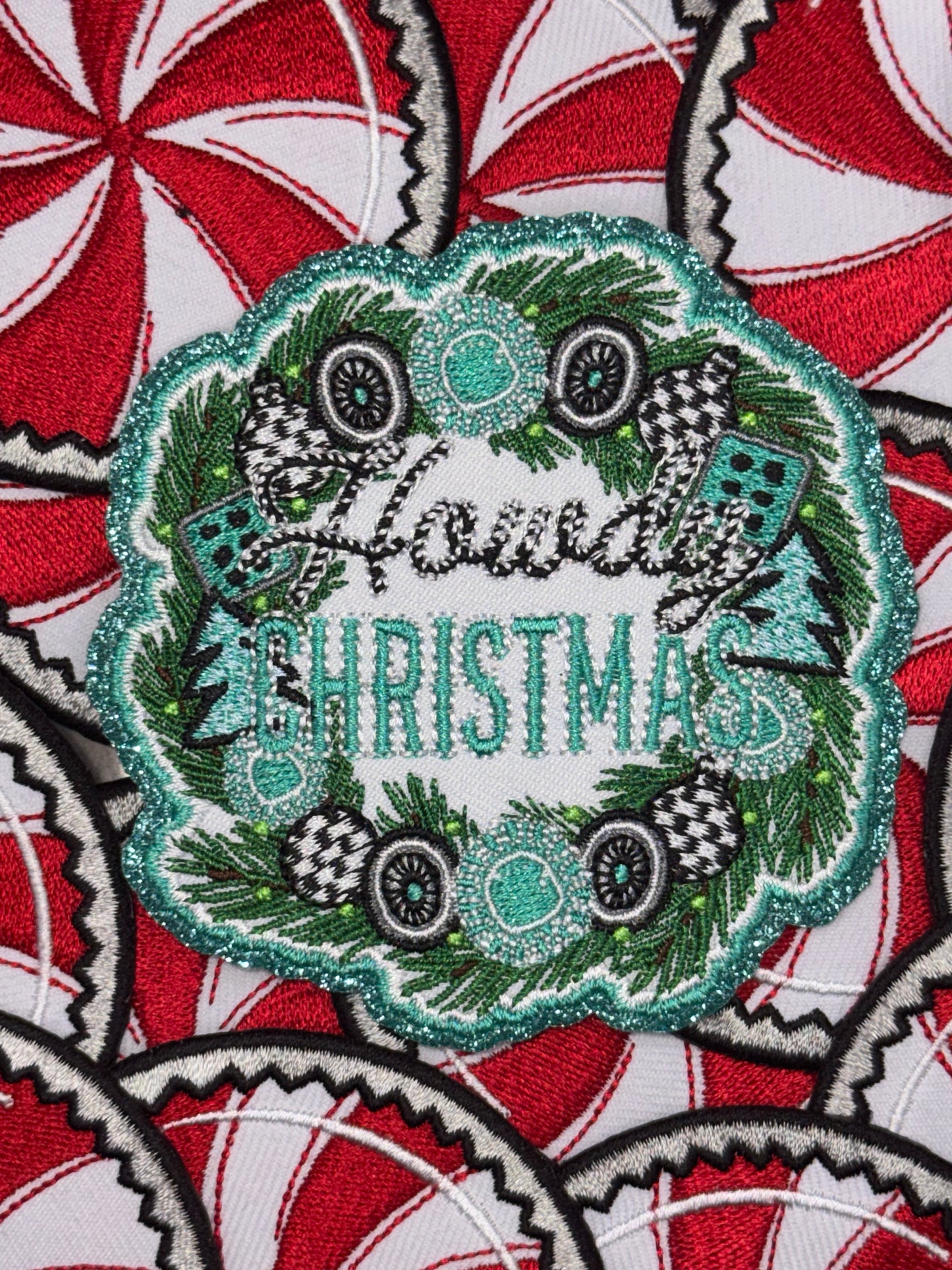 Howdy Christmas glitter embroidery patch