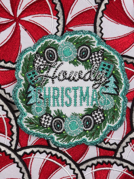 Howdy Christmas glitter embroidery patch