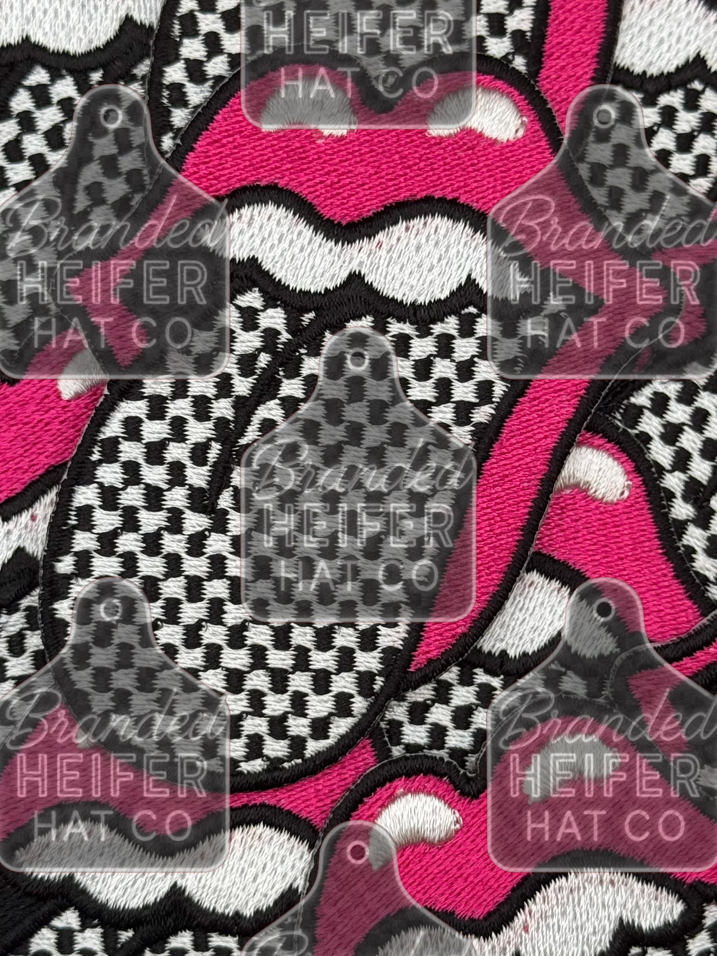 Checkered stones embroidery patch