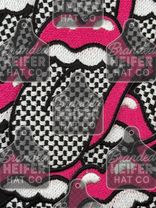 Checkered stones embroidery patch
