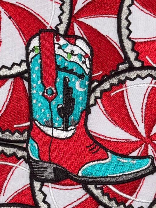 Christmas cactus boot embroidery pactch