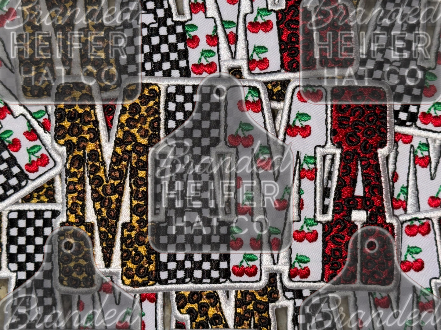 Checkered mama embroidery patch