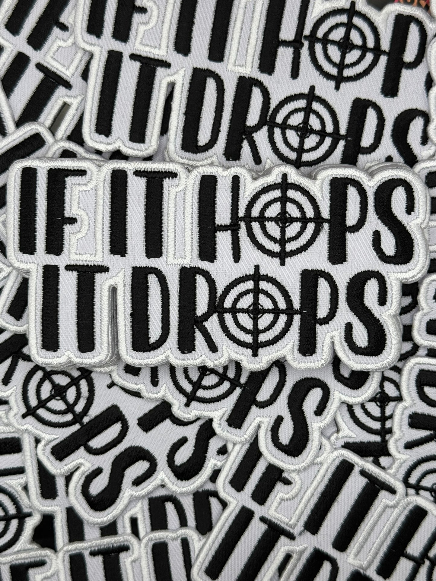 Large if it Hops It Drops embroidery patch