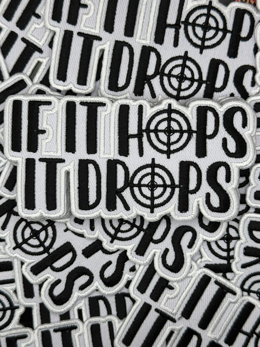 Large if it Hops It Drops embroidery patch