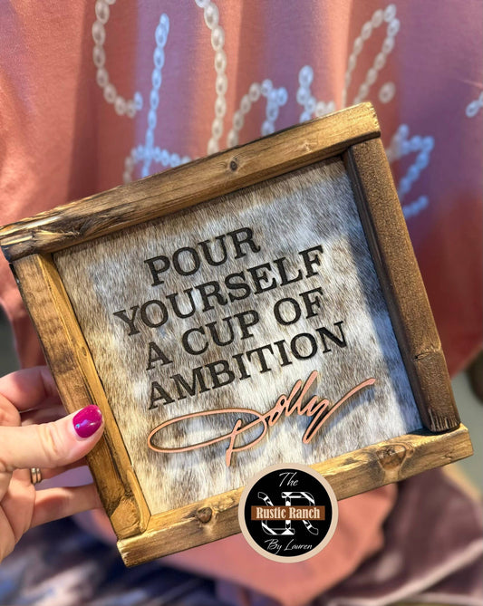 Dolly Parton Framed Cowhide Sign