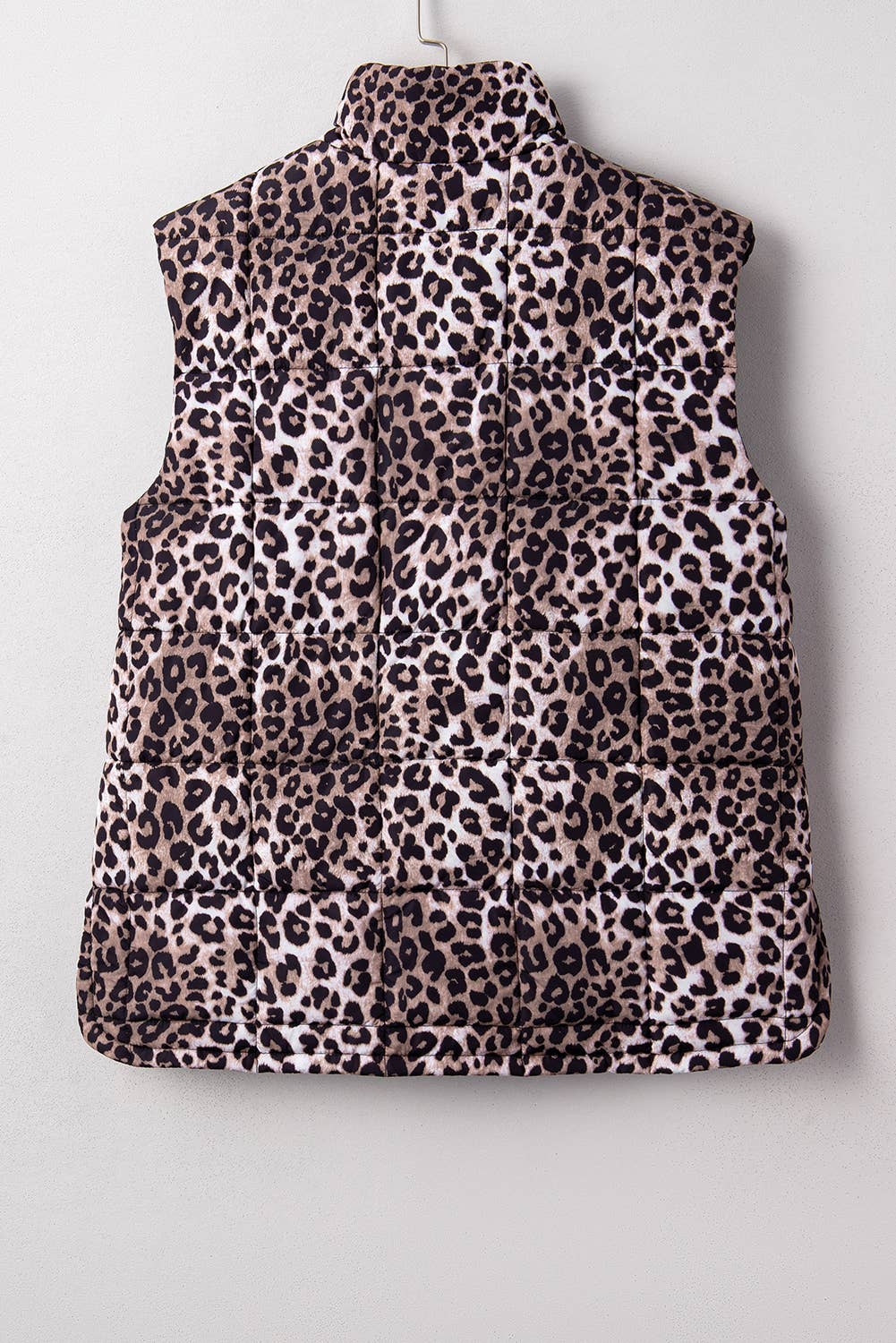 Western Leopard Quilted Full Zipper Casual Puff Vest