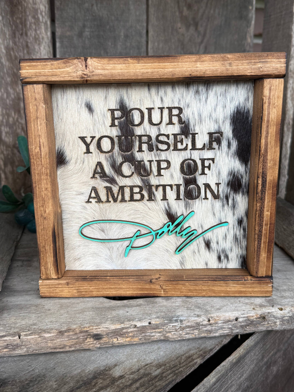 Dolly Parton Framed Cowhide Sign