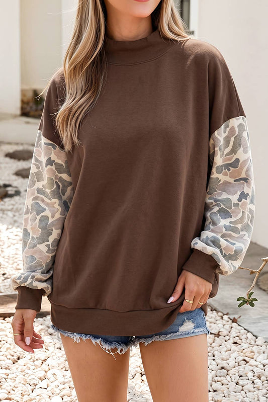 NEW Camo Colorblock Contrast Trim Oversized Sweatshirt |S-4X