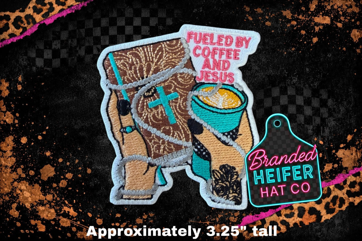 FULED BY COFFEE AND JESUS  l EMBROIDERY PATCH