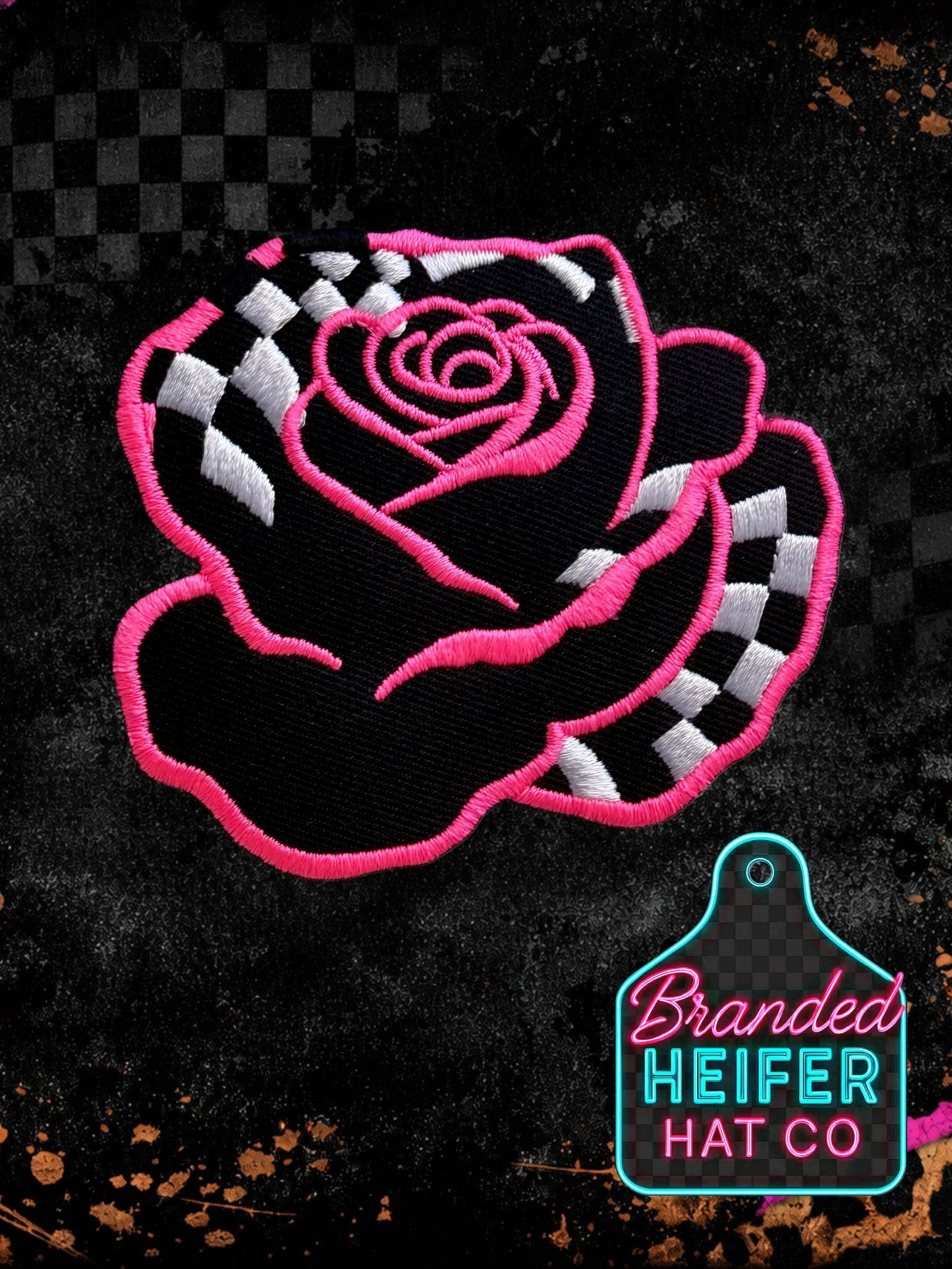 NEON CHECKERED FLOWER |  EMBROIDERY PATCH