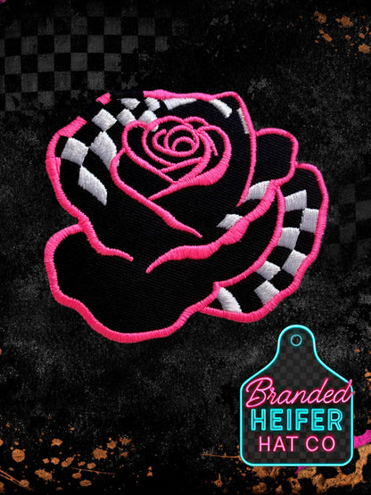 NEON CHECKERED FLOWER |  EMBROIDERY PATCH