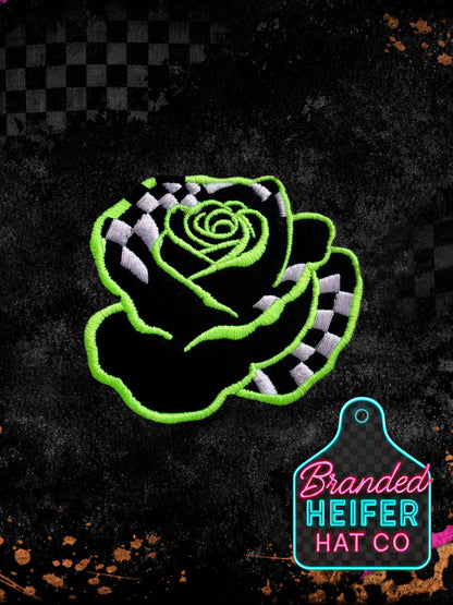 NEON CHECKERED FLOWER |  EMBROIDERY PATCH