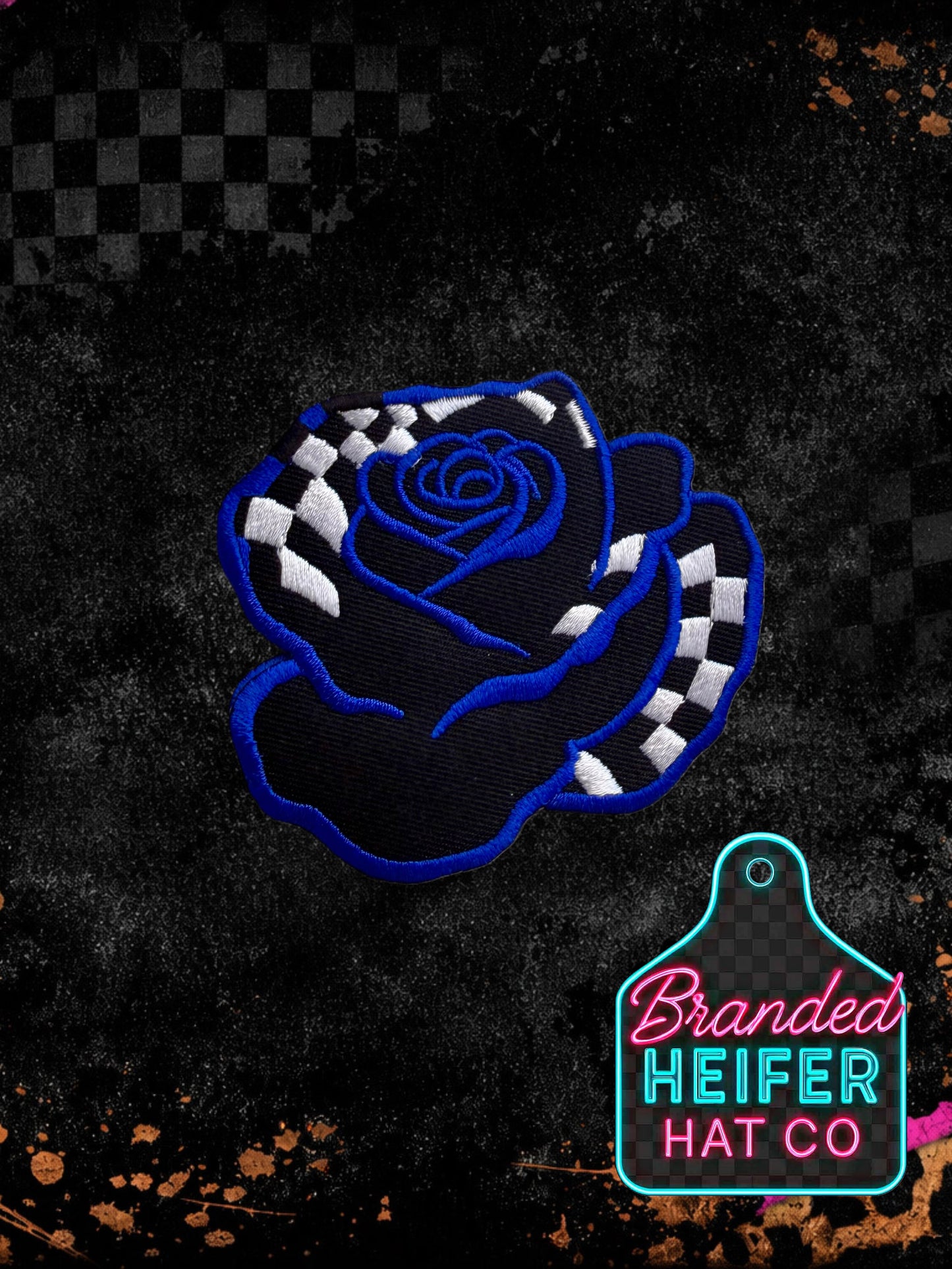 NEON CHECKERED FLOWER |  EMBROIDERY PATCH