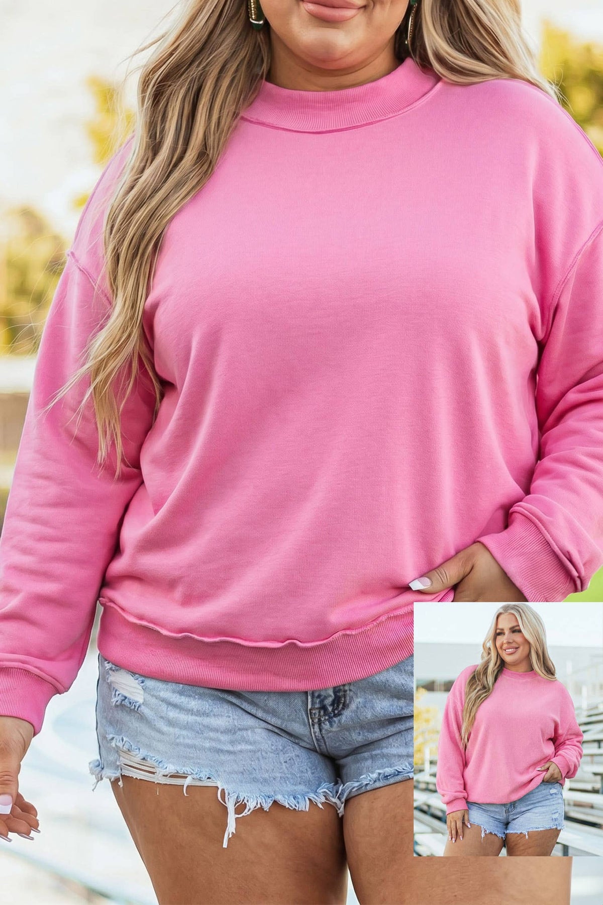 Game Day Oversize Reversible Mock Neck Sweatshirt | S-4X