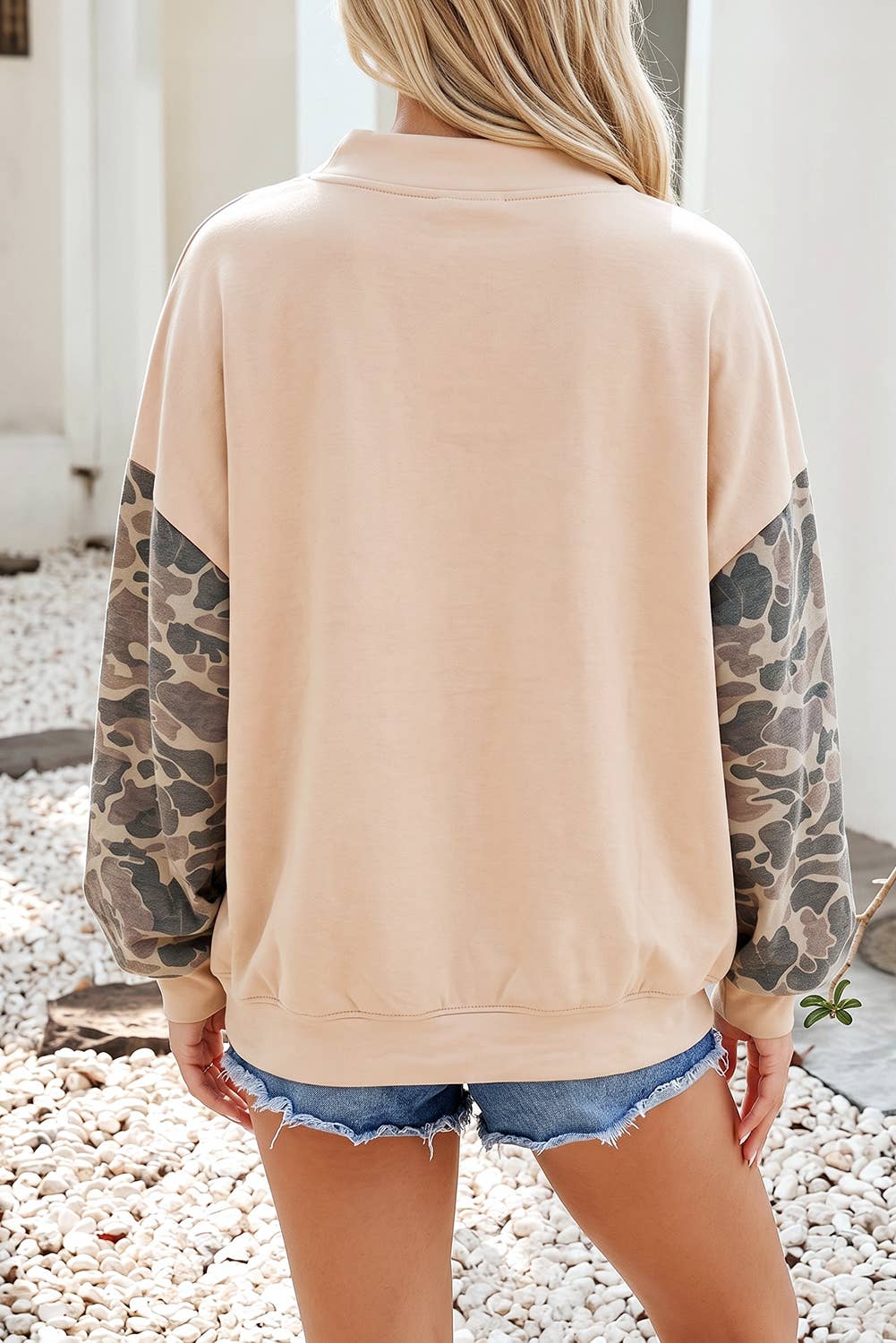 NEW Camo Colorblock Contrast Trim Oversized Sweatshirt |S-4X