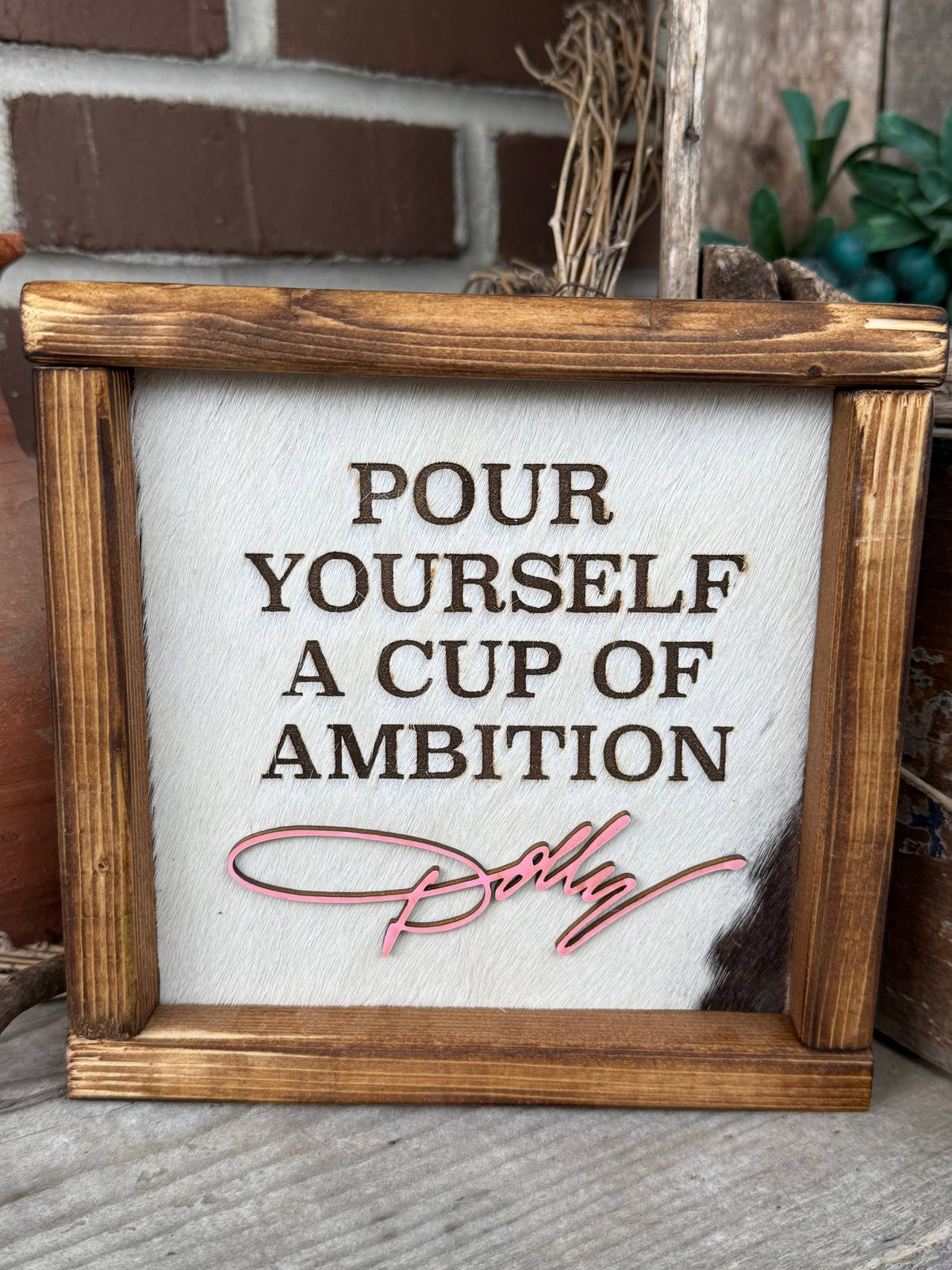 Dolly Parton Framed Cowhide Sign