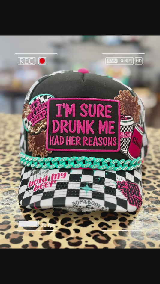 DRUNK ME PONYTAIL TRUCKER HAT